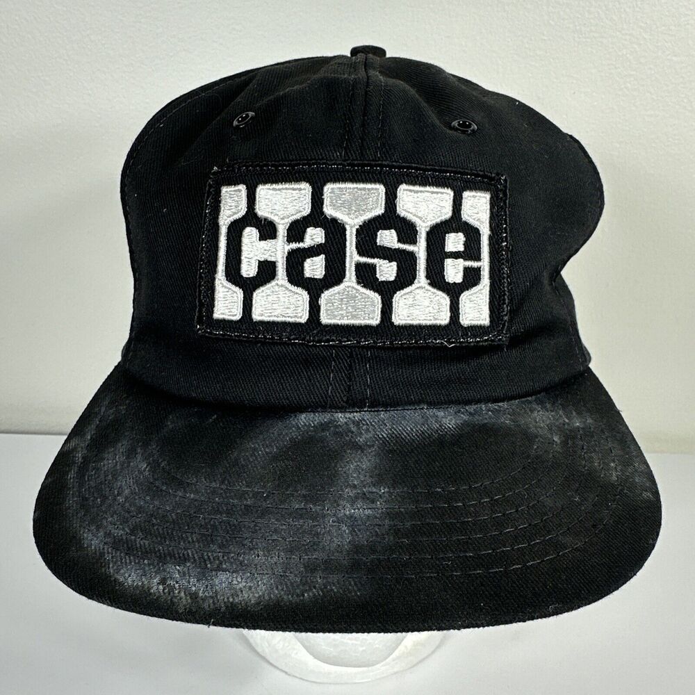 Vtg Case Snapback Trucker Hat Patch Black Tractor K-Brand